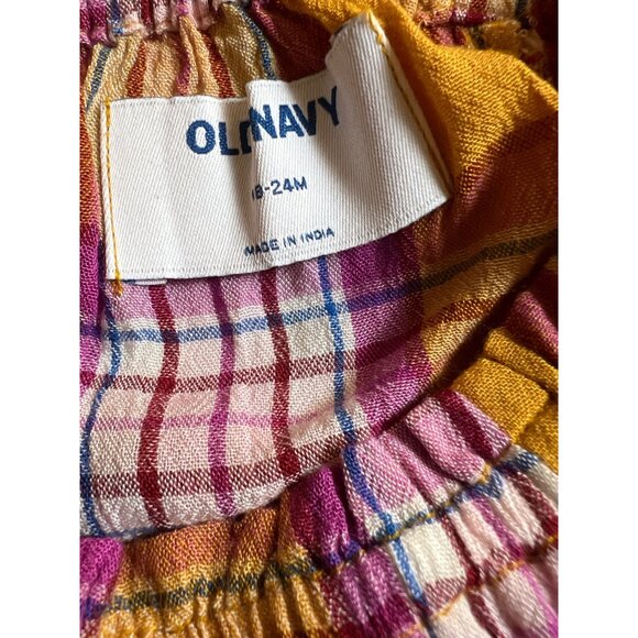 Old Navy Plaid Balloon Sunflower Gold Top - Picture 7 of 10